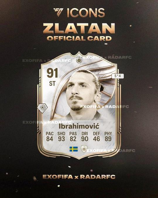 伊布FC26官方數(shù)據(jù)：91評分、89速度、5花4逆、金大力射門