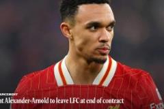 利物浦官方：阿諾德確認合同到期后將離隊