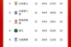 中超積分榜：申花蓉城連勝領(lǐng)跑，國安升至第三，泰山仍居第五
