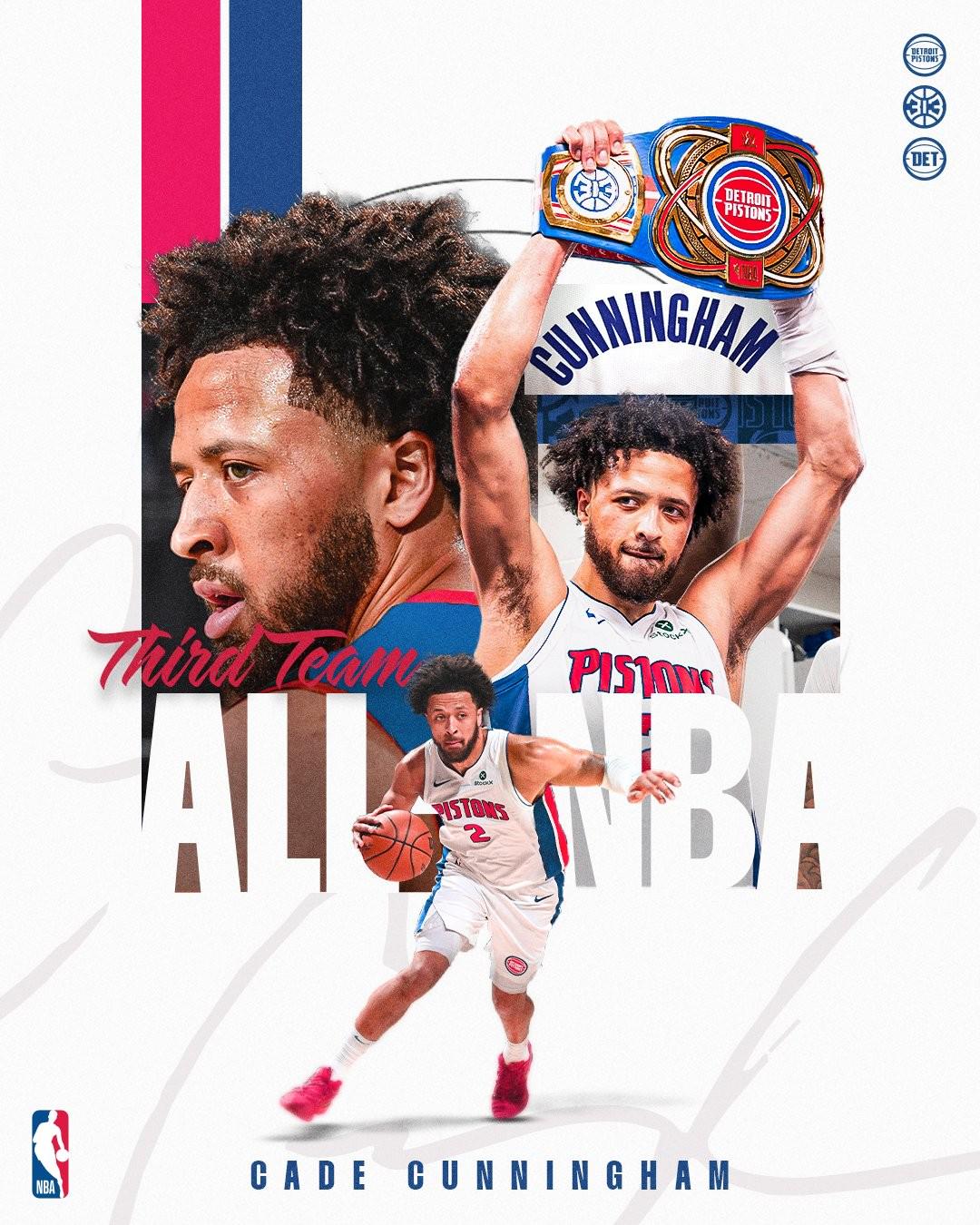 坎寧安成活塞19年首位入選最佳陣容的球員，繼格里芬之后