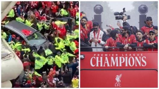 利物浦奪冠游行中發(fā)生汽車撞人事故，詹姆斯驚呼：“天?。≡趺磿?huì)這樣？”